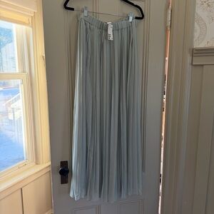 Mint green pleated crinkle chiffon skirt H&M